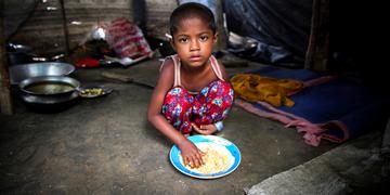 This five-year-old girl fled Myanmar with her family when their village was attacked. They’re now living in a makeshift camp in Bangladesh. Children account for some 60% of the Rohingyas who've arrived in Bangladesh since the sudden and rapid escalation of violence in Myanmar. Photo Credit: GMB Akash/Save the Children, October 2017. This five-year-old girl fled Myanmar with her family when their village was attacked. They’re now living in a makeshift camp in Bangladesh. Children account for some 60% of the Rohingyas who've arrived in Bangladesh since the sudden and rapid escalation of violence in Myanmar. Photo Credit: GMB Akash/Save the Children, October 2017.