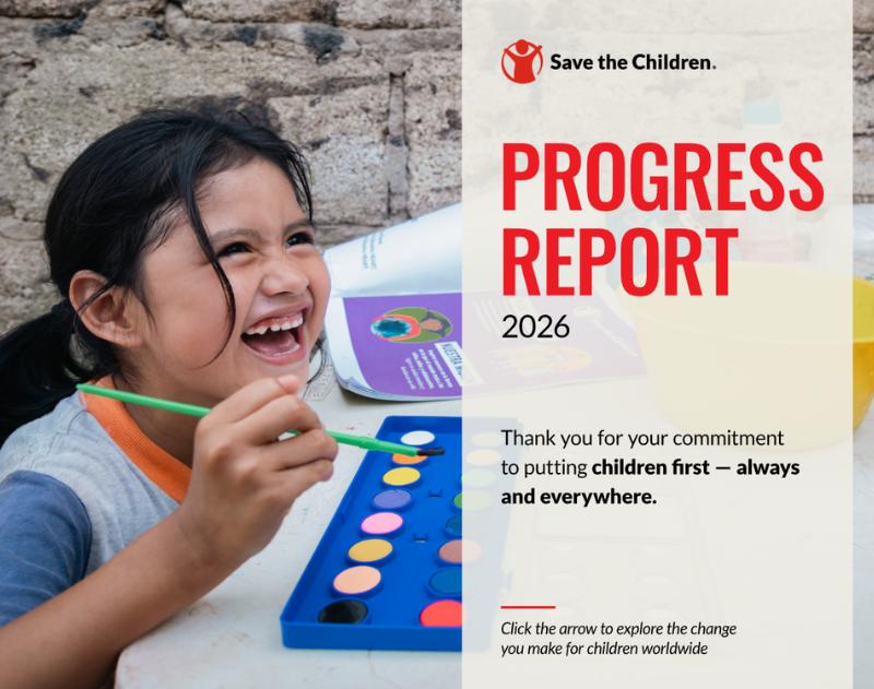 2026 progress report with little girl playing on the cover