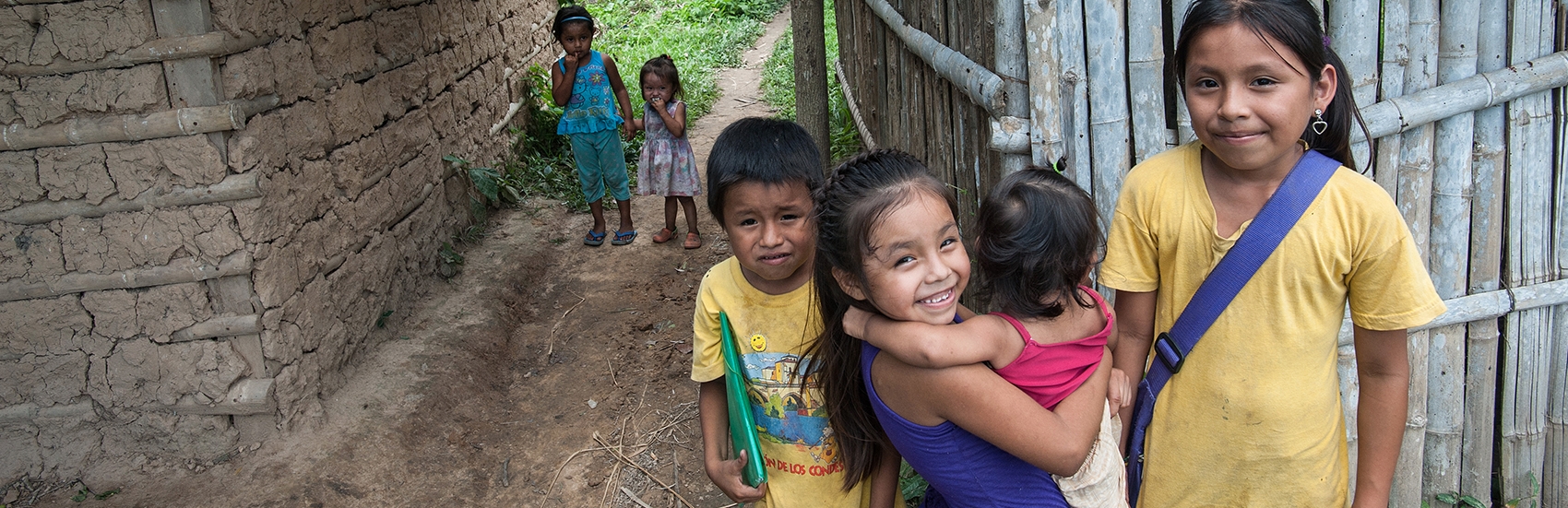 Bolivian children gather outside a Save the Children-sponsored learning center in San Ignacio de Mojos, Bolivia. Photo credit: Susan Warner/Save the Children, March 2016. 