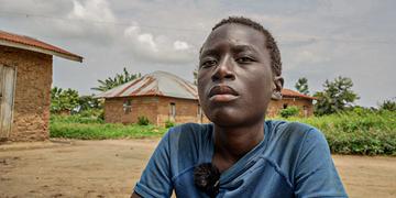 Portrait of Joseph*, 14 outside wearing a blue t-shirt Portrait of Joseph*, 14 outside wearing a blue t-shirt