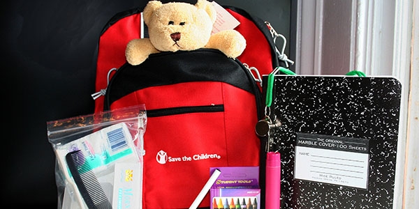 A backpack full of supplies for emergency relief A backpack full of supplies for emergency relief