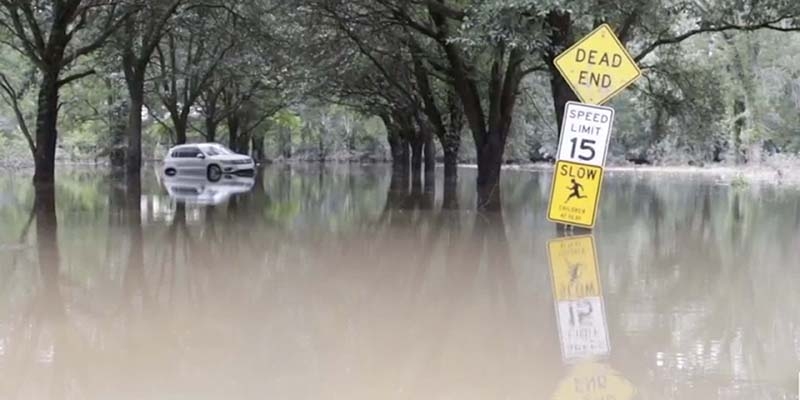 Car in flood waters