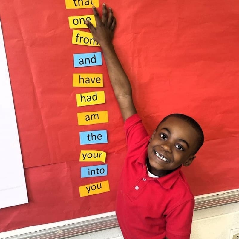 Little boy in first grade literacy program in Mississippi