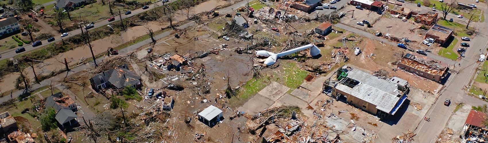 Destruction from tornados in Mississippi. 