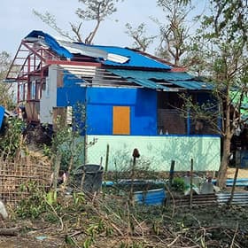 In Myanmar a home is destroyed by Cyclone Mocha. In Myanmar a home is destroyed by Cyclone Mocha.