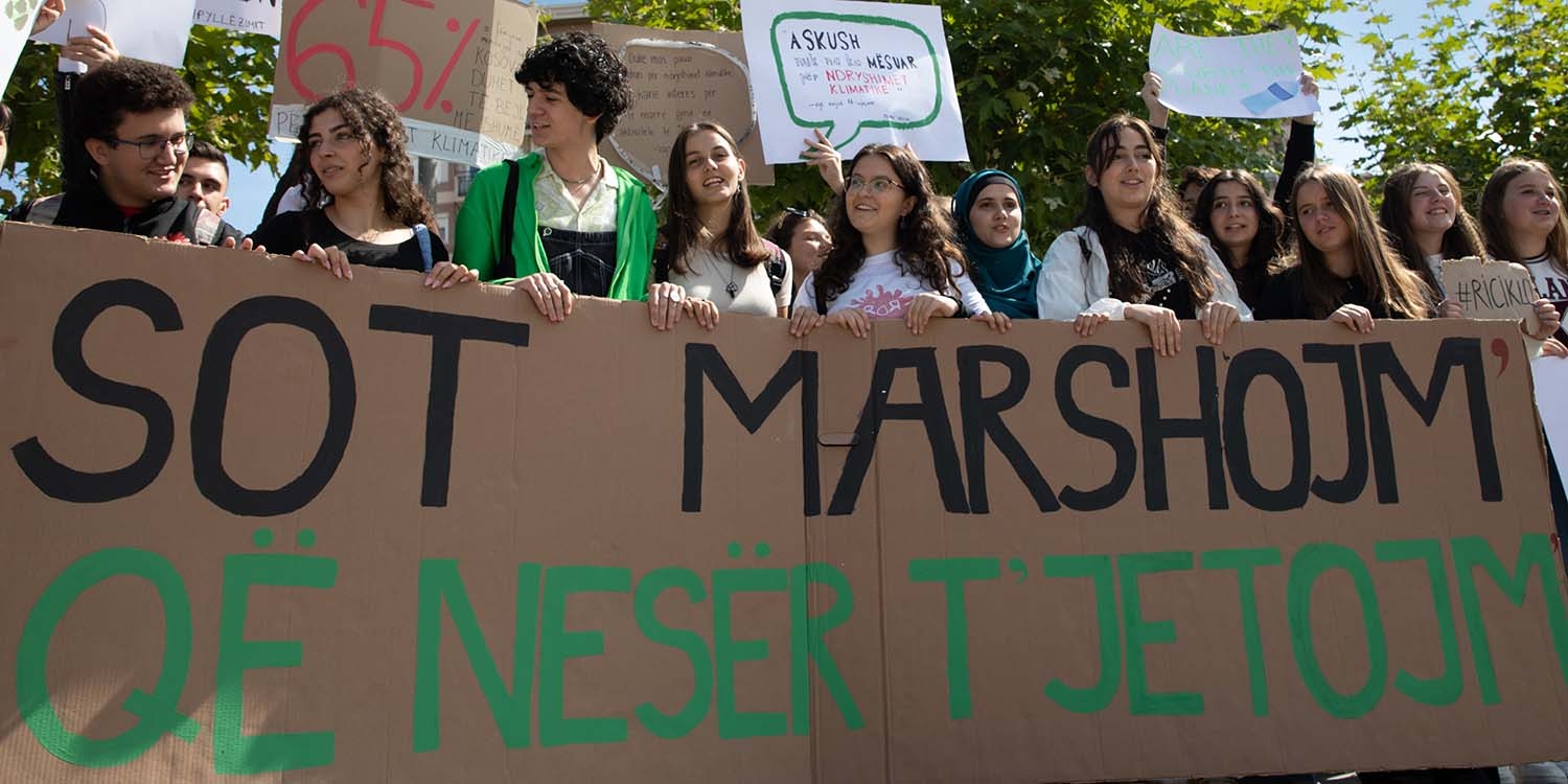 Kosovo, teenagers participate in a climate change protest Kosovo, teenagers participate in a climate change protest