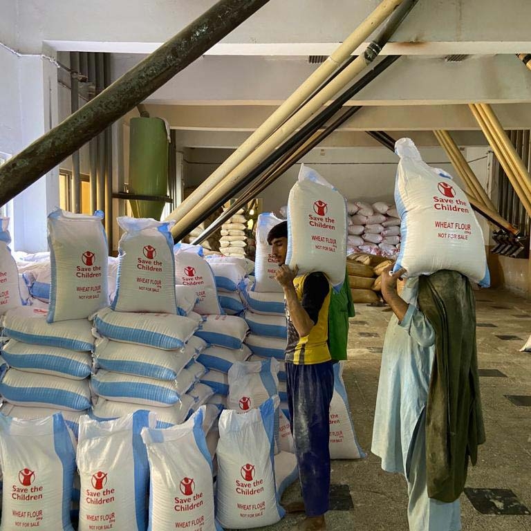 n Pakistan, bags of wheat flour are being delivered to families who have lost everything.