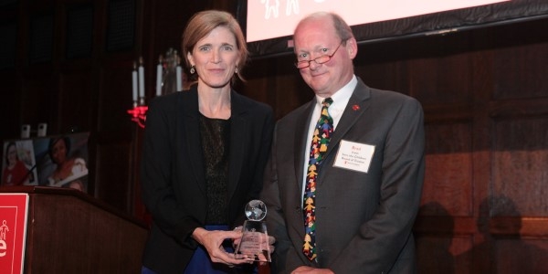 Samantha Power, left Former United Nations Ambassador receives the Refugee Advocate award from and Brad Irwin, right Save the Children Board Chair, at the Save the Children Boston Leadership Council’s Second Annual Gala on Friday, November 15, 2019, at the Harvard Club of Boston. Samantha Power, left Former United Nations Ambassador receives the Refugee Advocate award from and Brad Irwin, right Save the Children Board Chair, at the Save the Children Boston Leadership Council’s Second Annual Gala on Friday, November 15, 2019, at the Harvard Club of Boston.