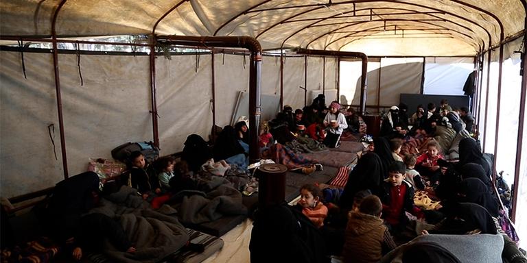 Syria, families gather in a tent after the devastating earthquake in Syria Syria, families gather in a tent after the devastating earthquake in Syria
