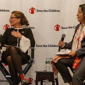 Save the Children US President and CEO Janti Soeripto, far right, moderates a panel discussion during the Catalyzing Change event on September 21, 2023 at the Harvard Club in New York City. Save the Children US President and CEO Janti Soeripto, far right, moderates a panel discussion during the Catalyzing Change event on September 21, 2023 at the Harvard Club in New York City.